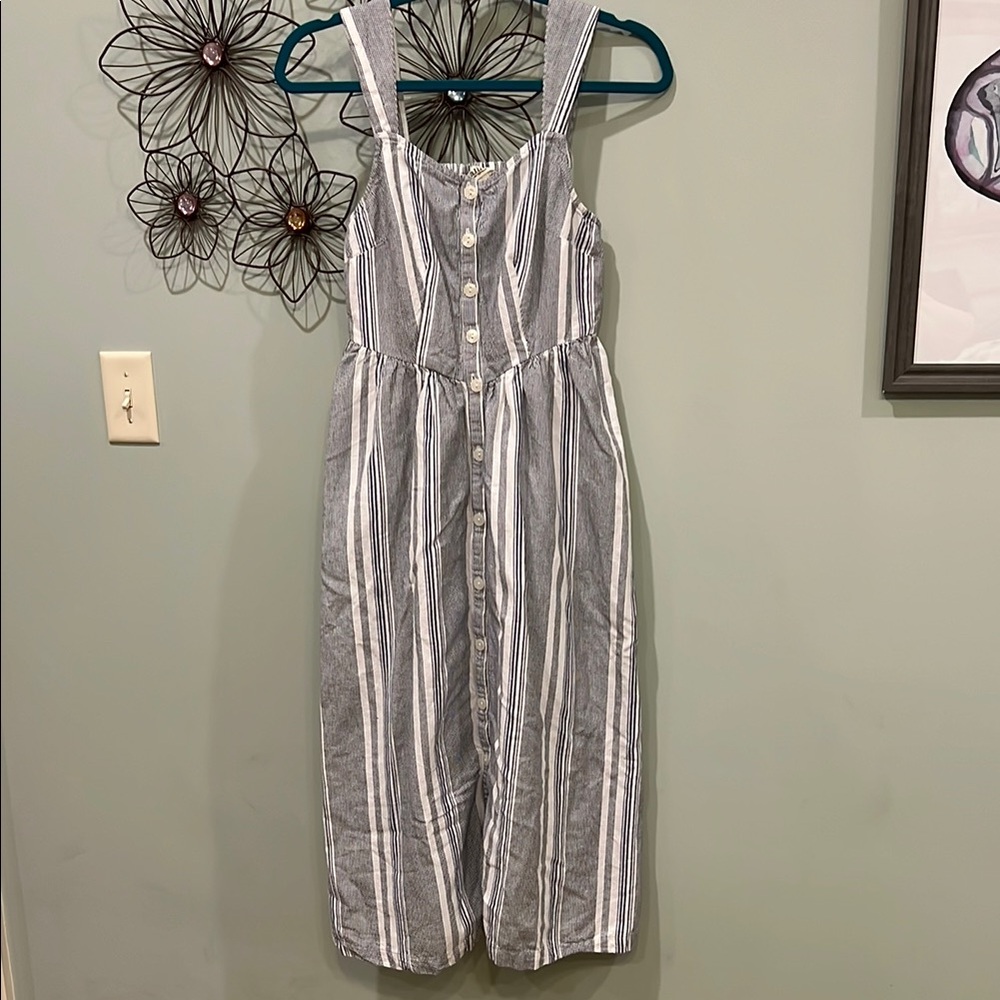 a.n.a. Navy Striped Shirt Dress